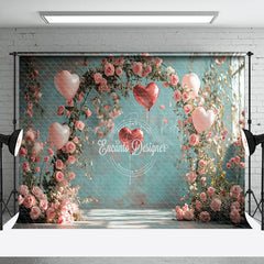 Lofaris Romantic Pink Floral Arch Retro Green Wall Backdrop