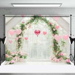 Lofaris Romantic Pink Floral Greenhouse Balloons Backdrop