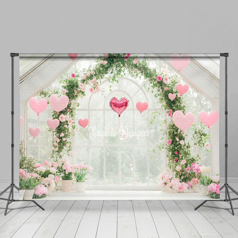 Lofaris Romantic Pink Floral Greenhouse Balloons Backdrop