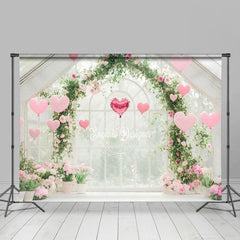 Lofaris Romantic Pink Floral Greenhouse Balloons Backdrop