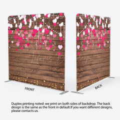 Lofaris Romantic Pink Hearts Wooden Square Tension Backdrop