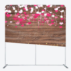 Lofaris Romantic Pink Hearts Wooden Square Tension Backdrop