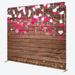 Lofaris Romantic Pink Hearts Wooden Square Tension Backdrop