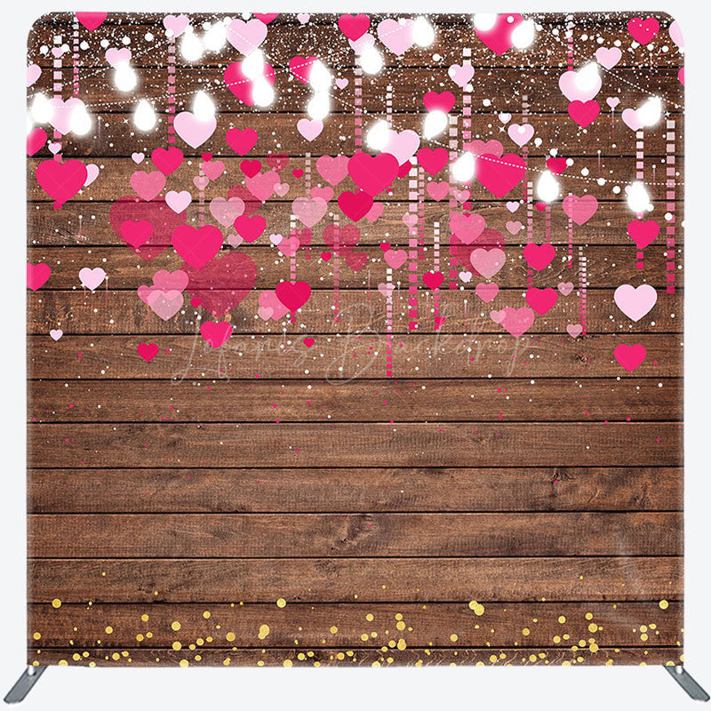 Lofaris Romantic Pink Hearts Wooden Square Tension Backdrop