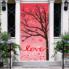 Lofaris Romantic Pink Love Tree Valentines Day Door Cover