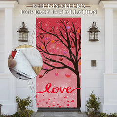 Lofaris Romantic Pink Love Tree Valentines Day Door Cover