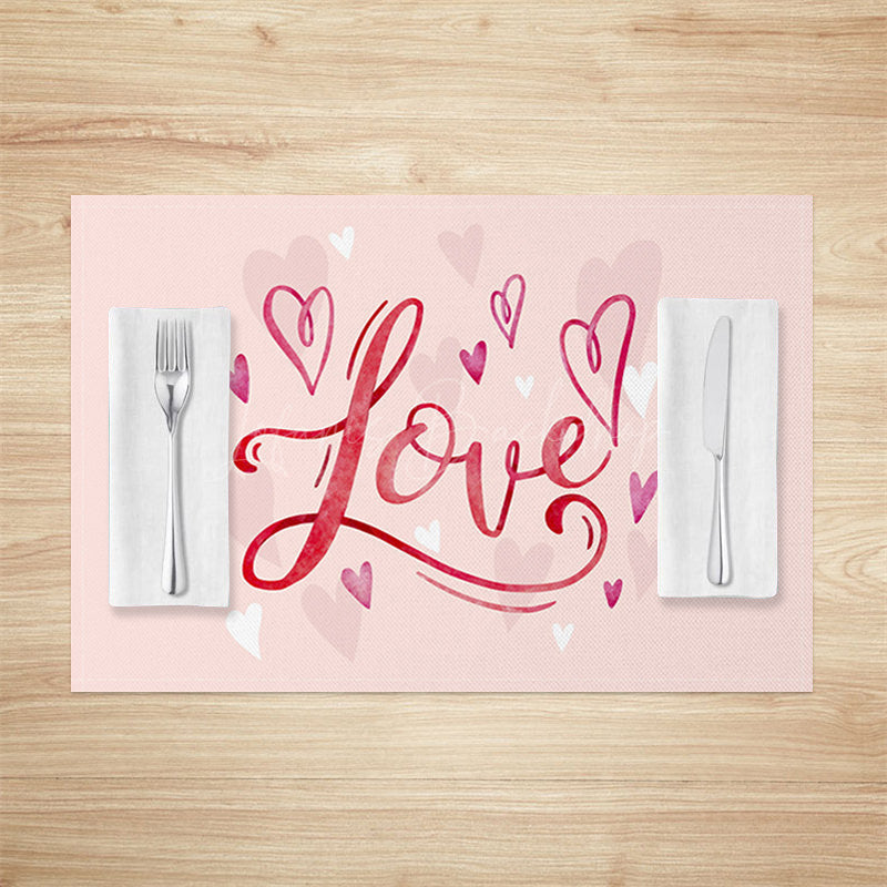 Lofaris Romantic Pink Love Valentines Day Set Of 4 Placemats