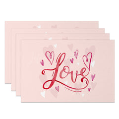 Lofaris Romantic Pink Love Valentines Day Set Of 4 Placemats