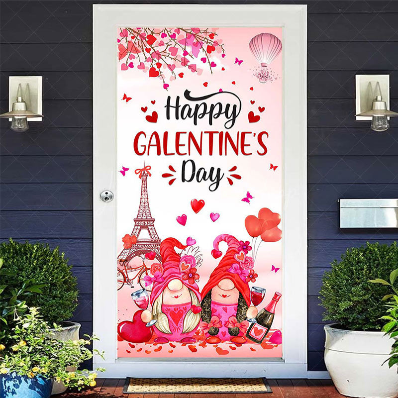 Lofaris Romantic Pink Paris Happy Galentines Day Door Cover