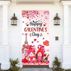 Lofaris Romantic Pink Paris Happy Galentines Day Door Cover