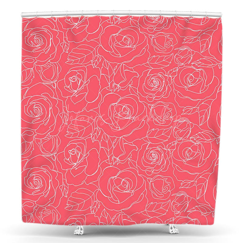 Lofaris Romantic Pink Rose Valentines Day Shower Curtain