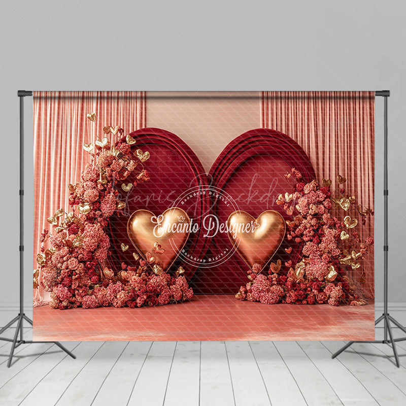 Lofaris Romantic Pink Velvet Curtain Valentines Day Backdrop