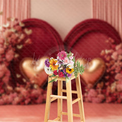 Lofaris Romantic Pink Velvet Curtain Valentines Day Backdrop