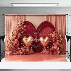 Lofaris Romantic Pink Velvet Curtain Valentines Day Backdrop