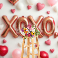 Lofaris Romantic Red Balloons Xoxo Valentines Day Backdrop