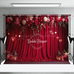 Lofaris Romantic Red Curtain Rose Valentines Day Backdrop