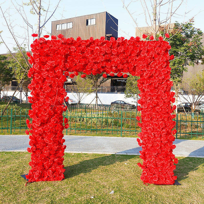 Lofaris Romantic Red Rose Arch Flower Wall Wedding Decor