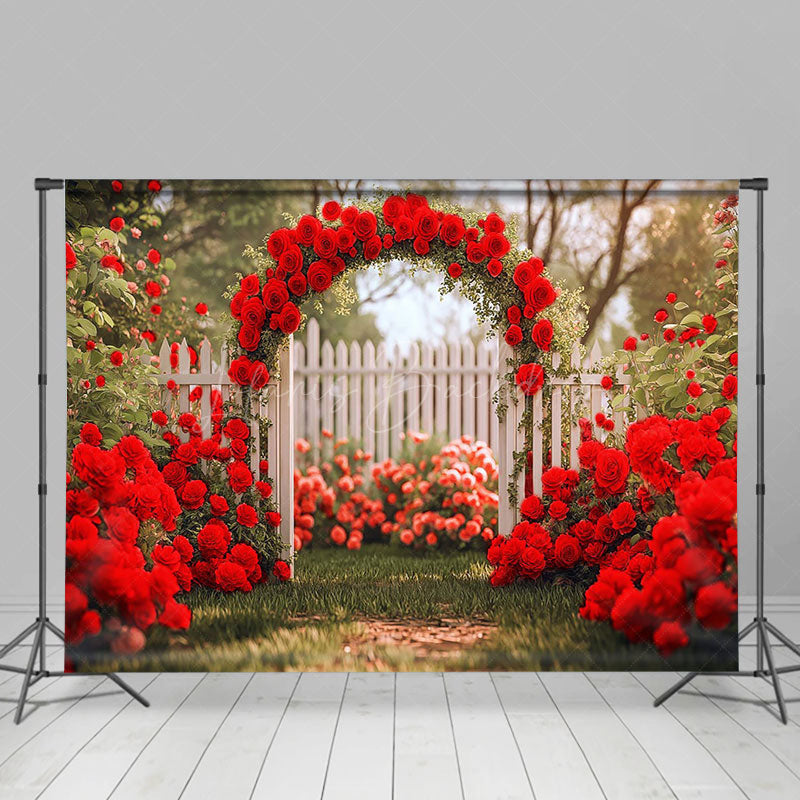 Lofaris Romantic Red Rose Garden Valentines Day Backdrop