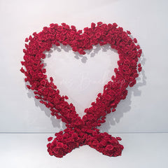 Lofaris Romantic Red Rose Heart Shape Artificial Flower Wall