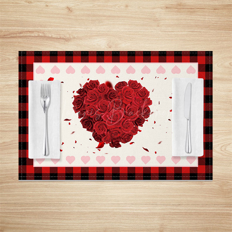 Lofaris Romantic Red Rose Valentines Day Set Of 4 Placemats