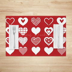 Lofaris Romantic Red White Artistic Love Set Of 4 Placemats