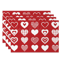 Lofaris Romantic Red White Artistic Love Set Of 4 Placemats