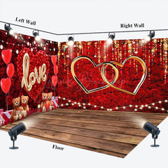 Lofaris Romantic Rose Bear Valentines Day Room Set Backdrop