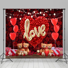 Lofaris Romantic Rose Bear Valentines Day Room Set Backdrop