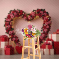 Lofaris Romantic Rose Heart Gifts Valentines Day Backdrop