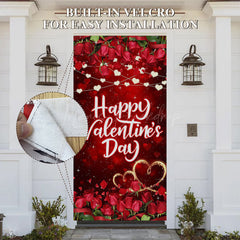 Lofaris Romantic Rose Heart Light Valentines Day Door Cover