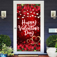 Lofaris Romantic Rose Heart Light Valentines Day Door Cover