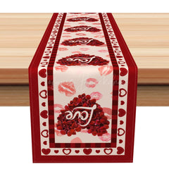 Lofaris Romantic Rose Love Heart Valentines Day Table Runner