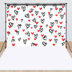 Lofaris Romantic Simple Black Red Hearts Combo Set Backdrop