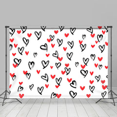 Lofaris Romantic Simple Black Red Hearts Combo Set Backdrop