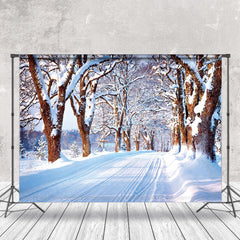 Lofaris Romantic Snow Scene Boulevard Trees Winter Backdrop