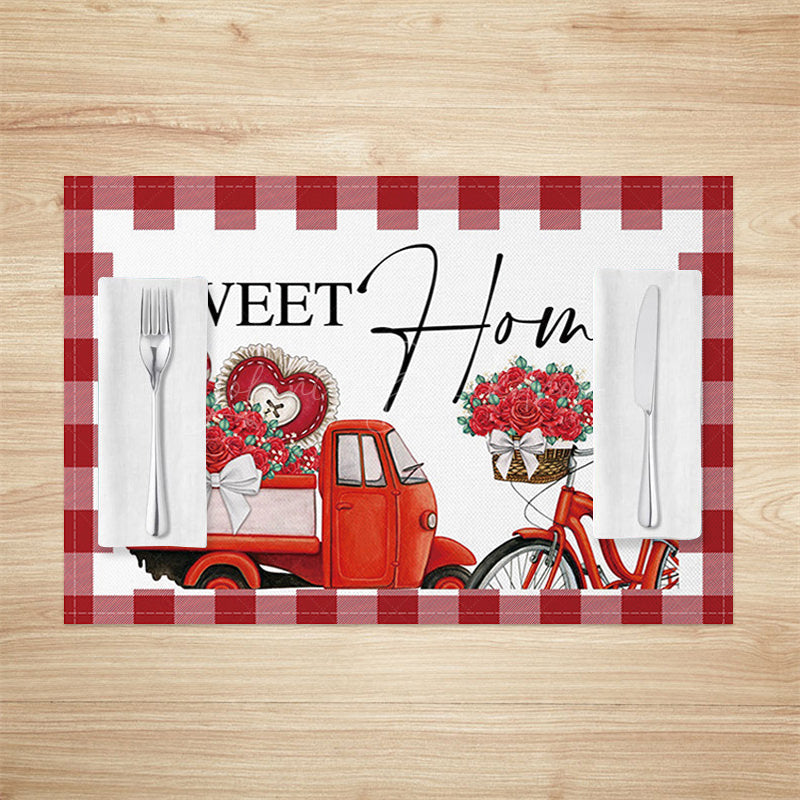 Lofaris Romantic Sweet Home Valentines Day Set Of 4 Placemats