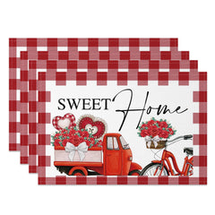 Lofaris Romantic Sweet Home Valentines Day Set Of 4 Placemats