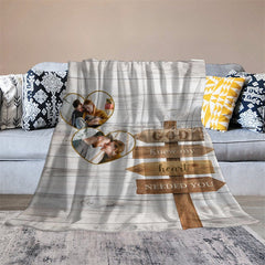 Lofaris Romantic Text Grey Wood Grain Custom Photo Blanket