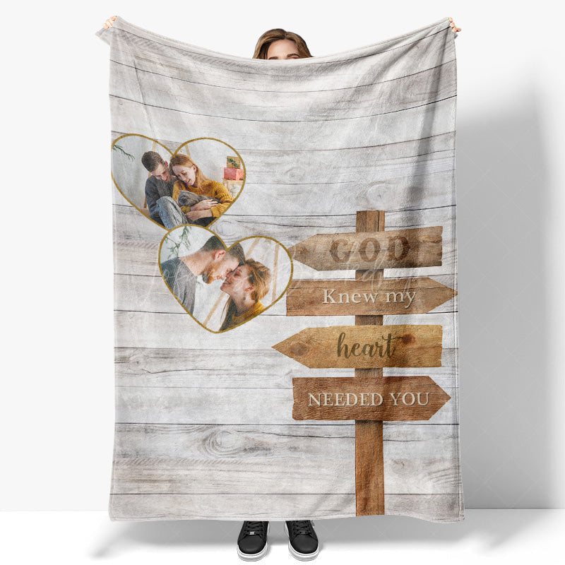 Lofaris Romantic Text Grey Wood Grain Custom Photo Blanket