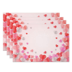 Lofaris Romantic Valentines Love Hearts Set Of 4 Placemats