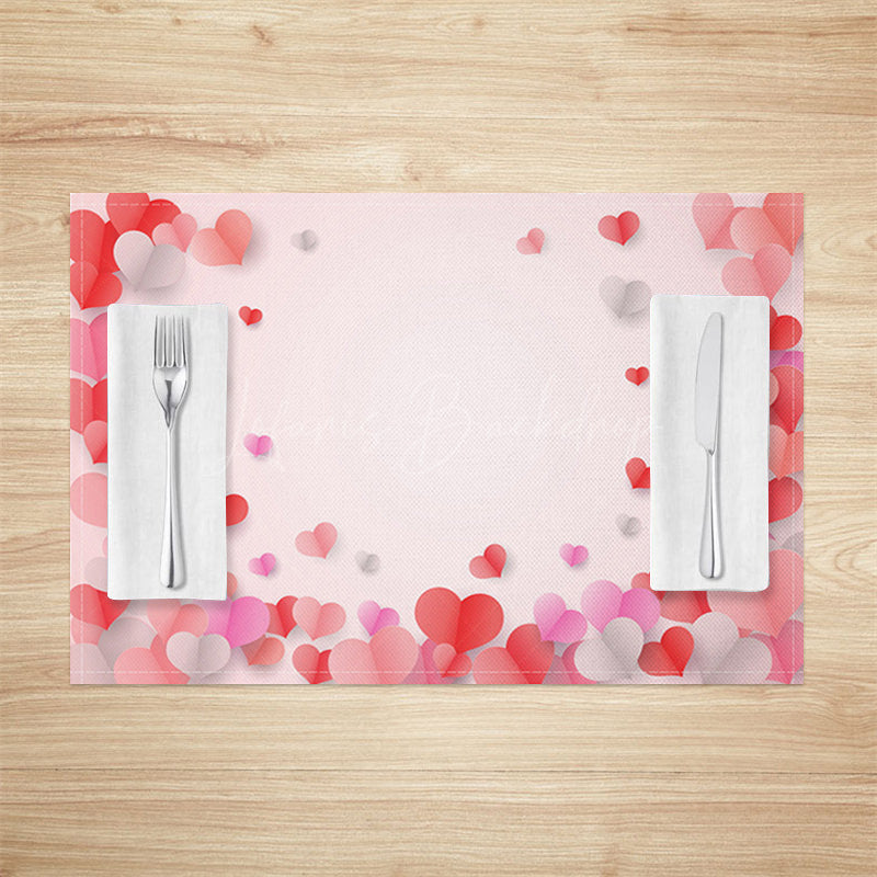 Lofaris Romantic Valentines Love Hearts Set Of 4 Placemats