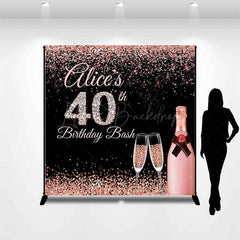 Lofaris Rose Gold Black Custom Name 40th Birthday Backdrop