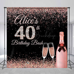 Lofaris Rose Gold Black Custom Name 40th Birthday Backdrop