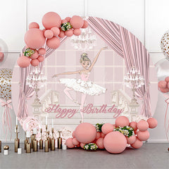 Lofaris Rose Gold Floral Princess Round Birthday Backdrop