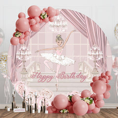 Lofaris Rose Gold Floral Princess Round Birthday Backdrop