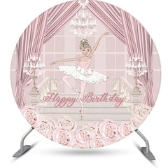 Lofaris Rose Gold Floral Princess Round Birthday Backdrop