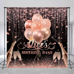 Lofaris Rose Gold Glitter Balloons Custom Birthday Backdrop