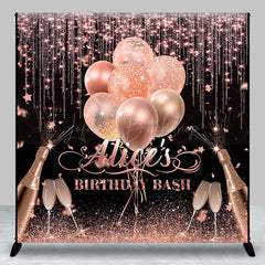 Lofaris Rose Gold Glitter Balloons Custom Birthday Backdrop