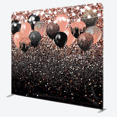 Lofaris Rose Gold Glitter Balloons Party Pillow Case Backdrop