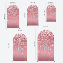 Lofaris Rose Gold Glitter Sweet 16 Birthday Arch Backdrop